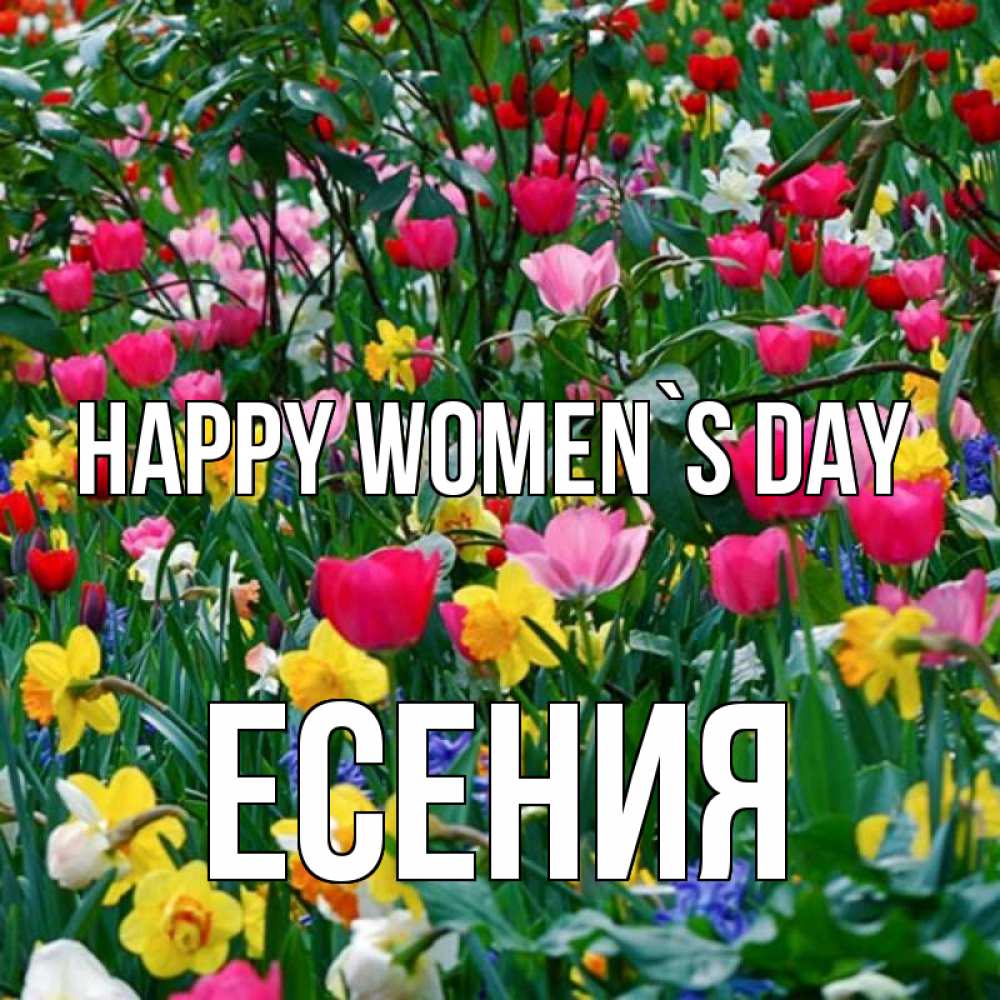 Greetings card с именем, Есения happy women`s day с международным женским днем поздравления для женщины Greetings with text for free download 